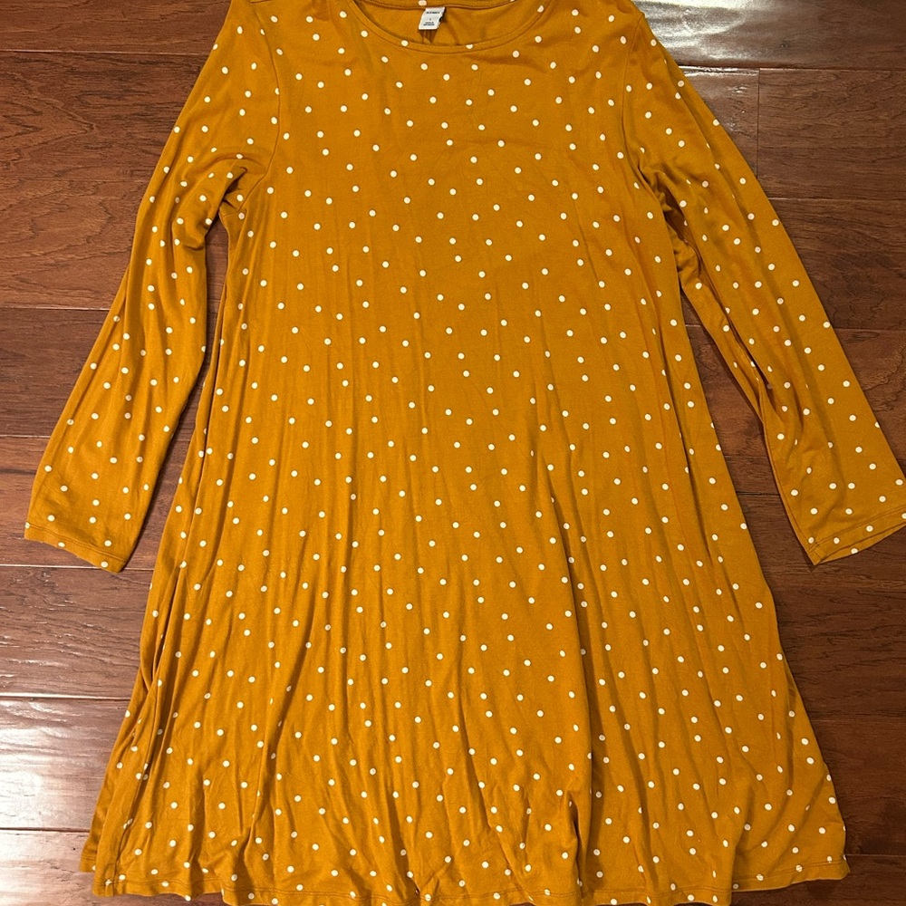 Old Navy Mustard Polka Dot Casual Dress
